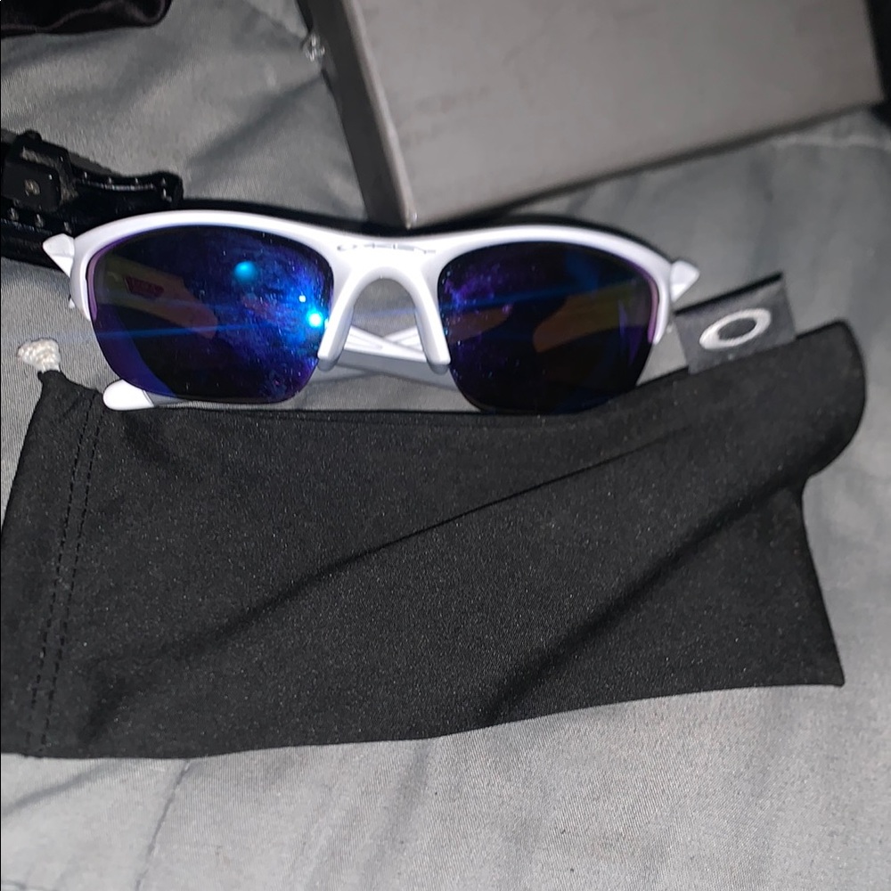 Oakley Blue and White Reflective Sunglasses